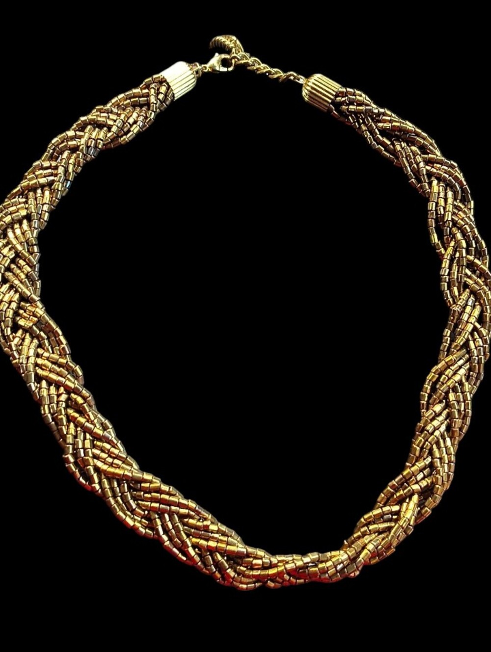 Gold Braided Bead Choker Necklace - Women Jewelry